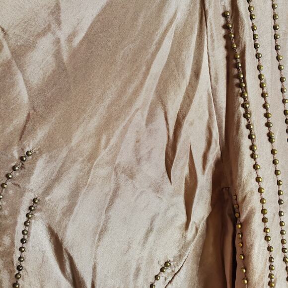 Raasta 100% Silk Beaded Bomber Jacket Size L Blush Pink Studded Bow Going Out - Picture 10 of 15